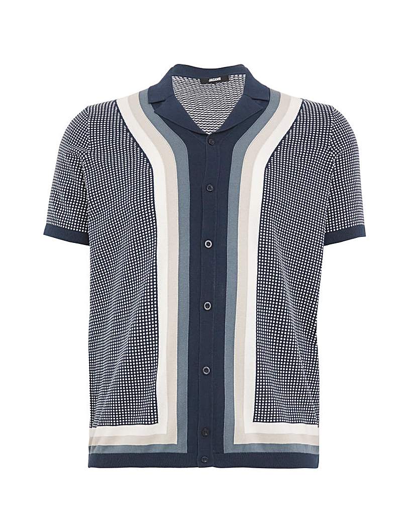 Navy Pattern Knitted Polo