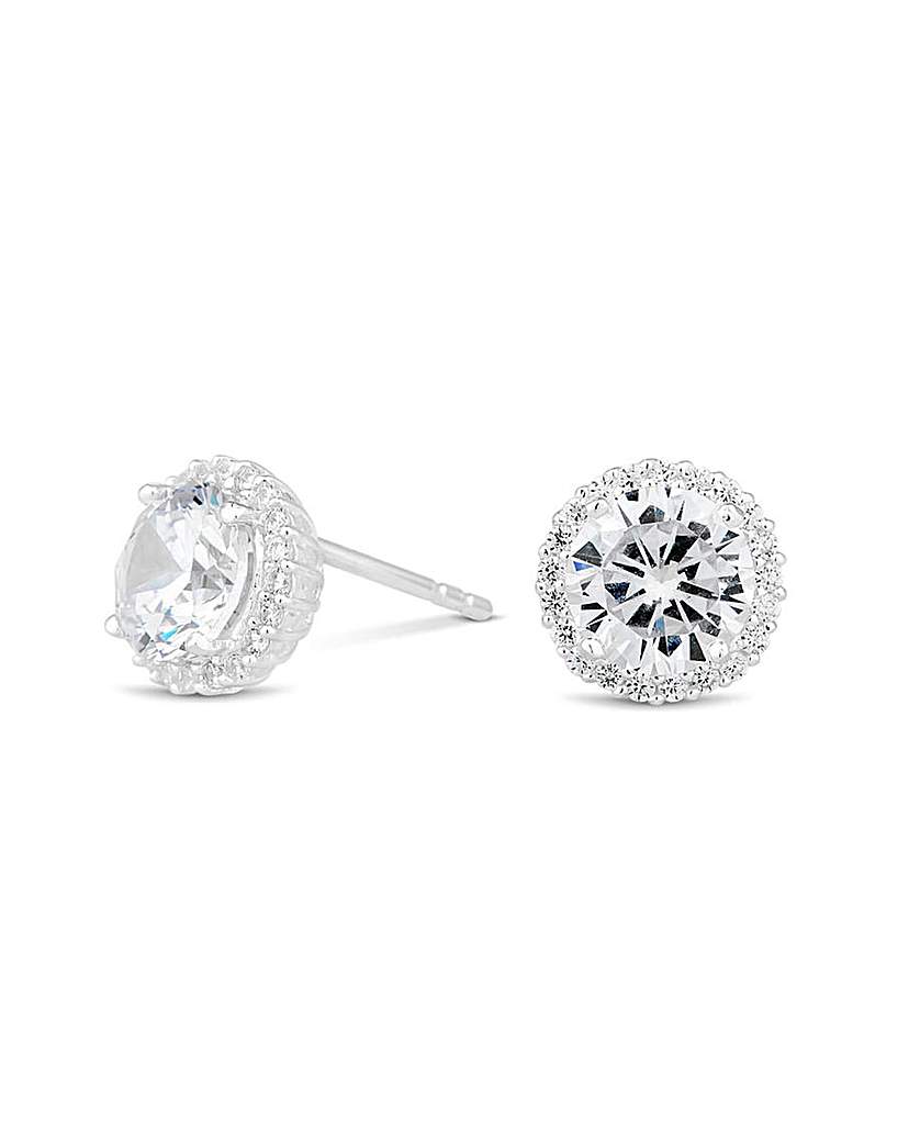 Simply Silver Pave Surround Earrings - Gift For Her