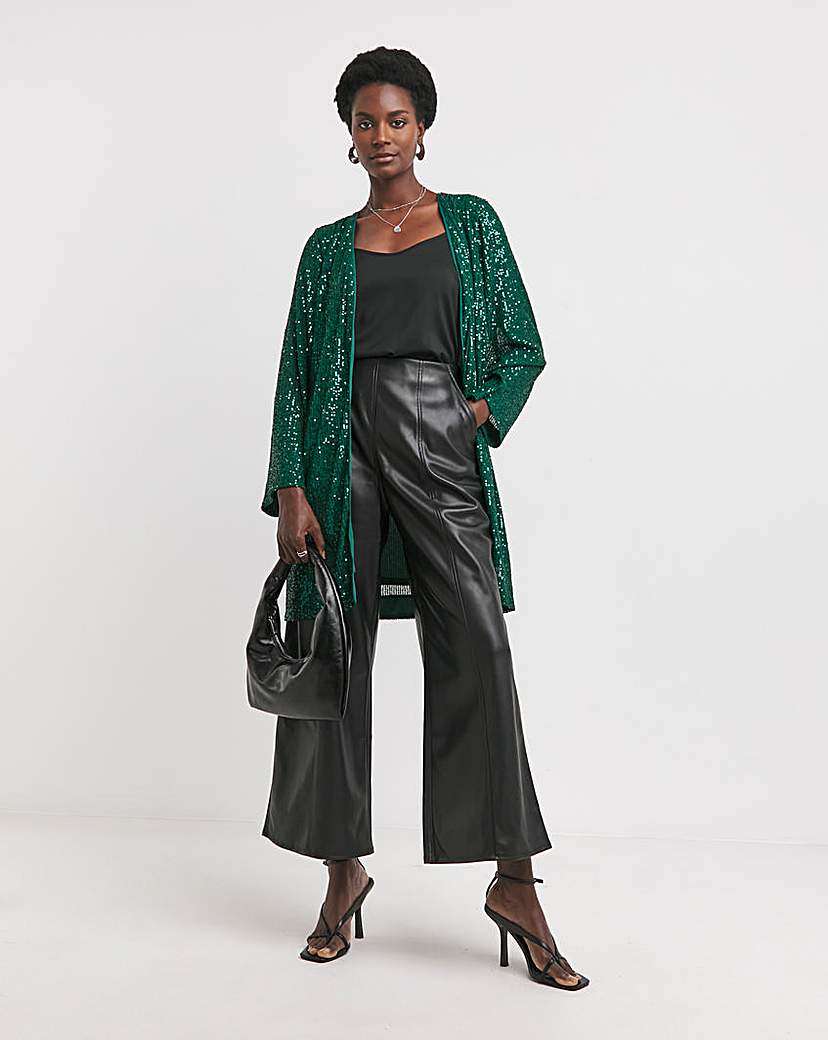 New In - Green Sequin Longline Cardigan