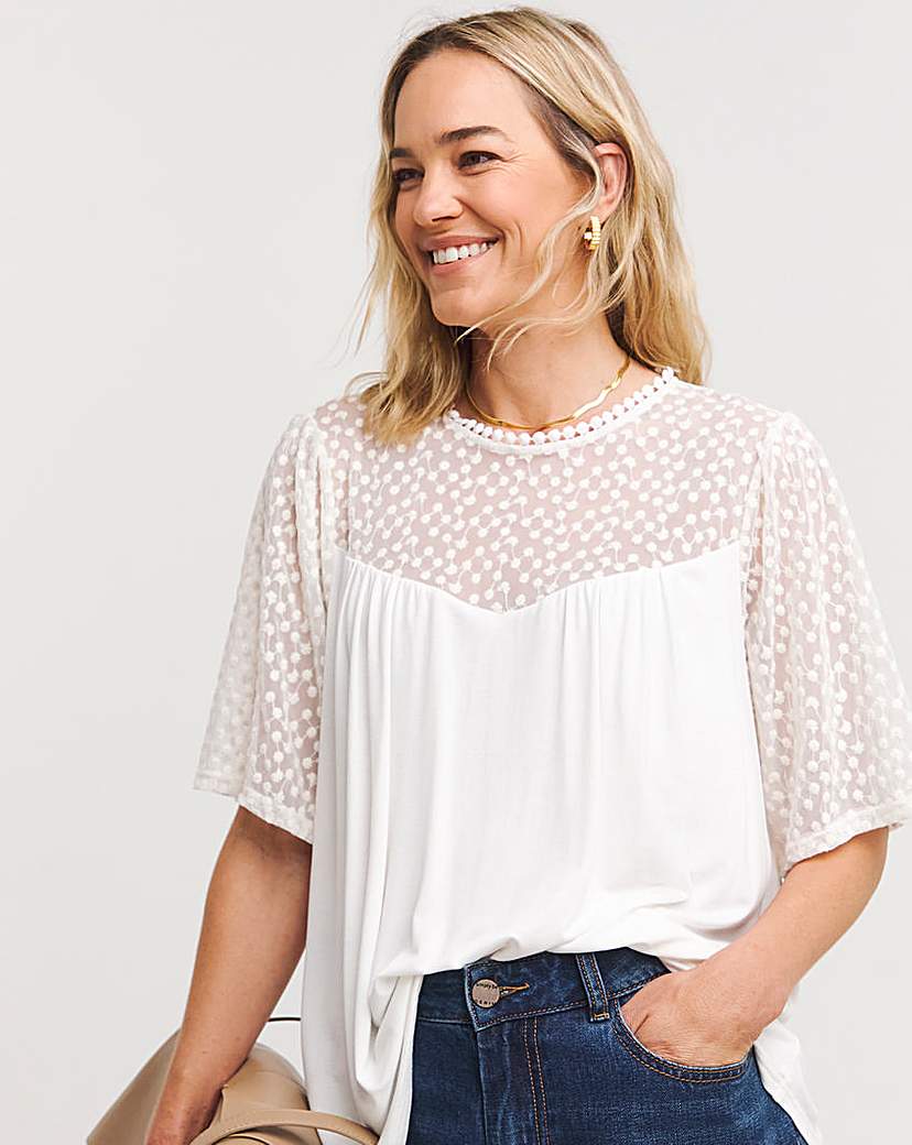 Lace Panel Angel Sleeve Top