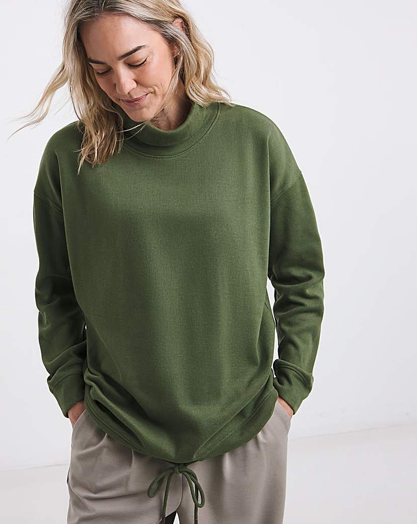 Roll Neck Tie Hem Sweatshirt