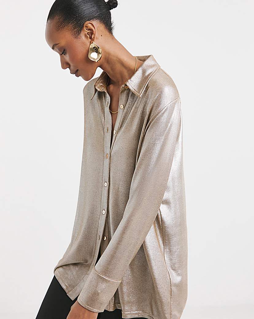 Foiled Button Front Shirt