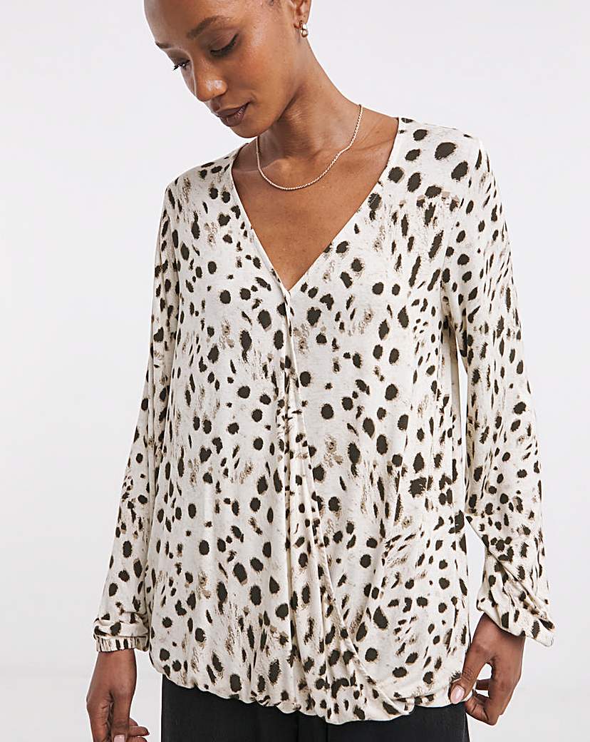 New In - Wrap Bubble Hem Long Sleeve Top