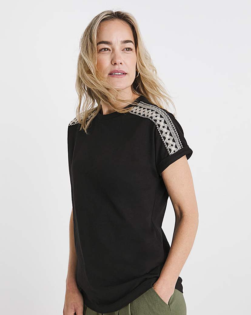 New In - Embroidered Shoulder T-Shirt