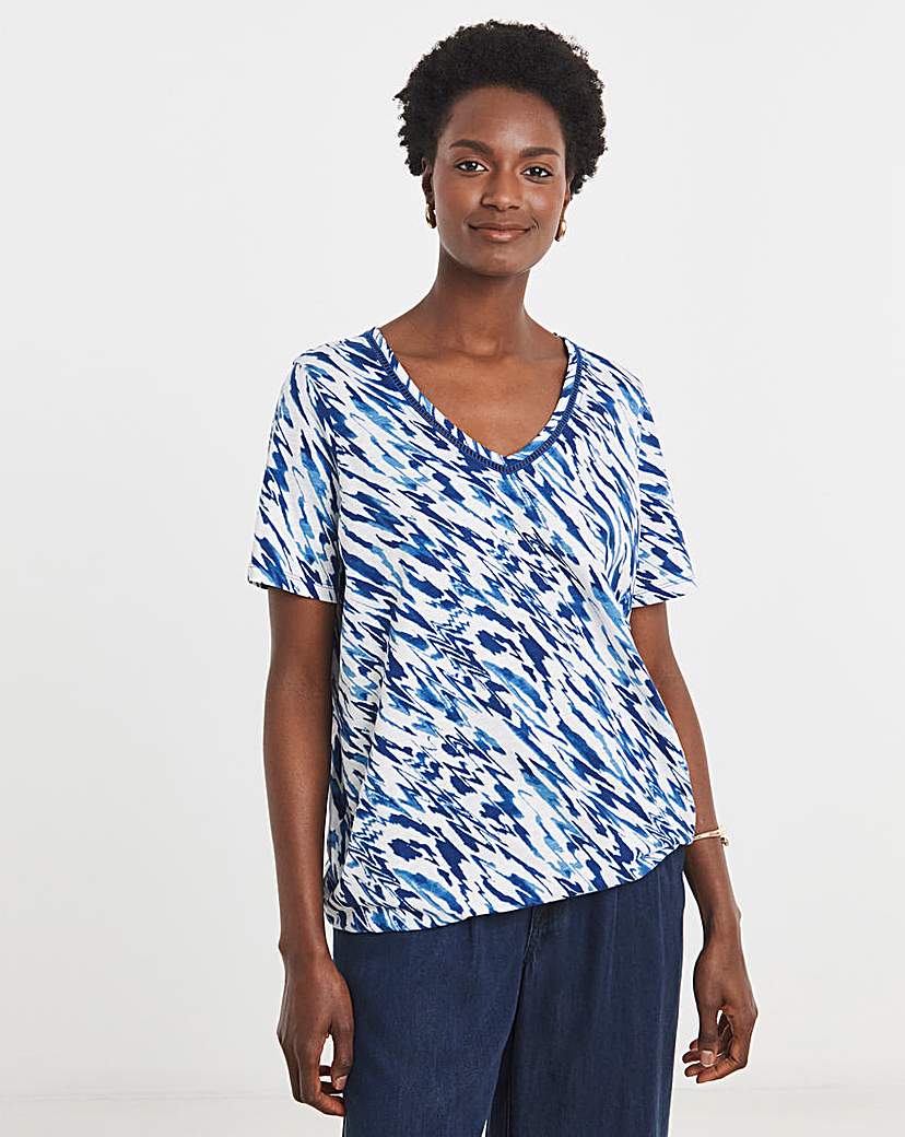 Bubble Hem Printed Short Sleeve Top
