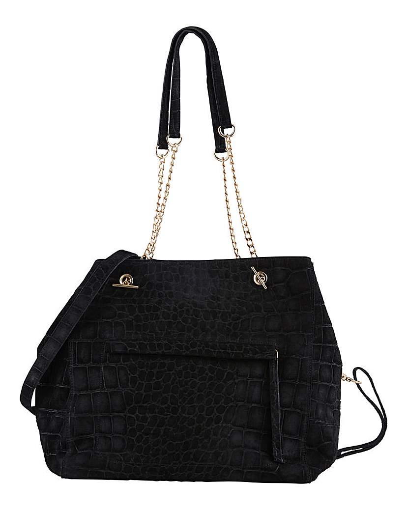 Joanna Hope Leather Croc Suede Tote Bag