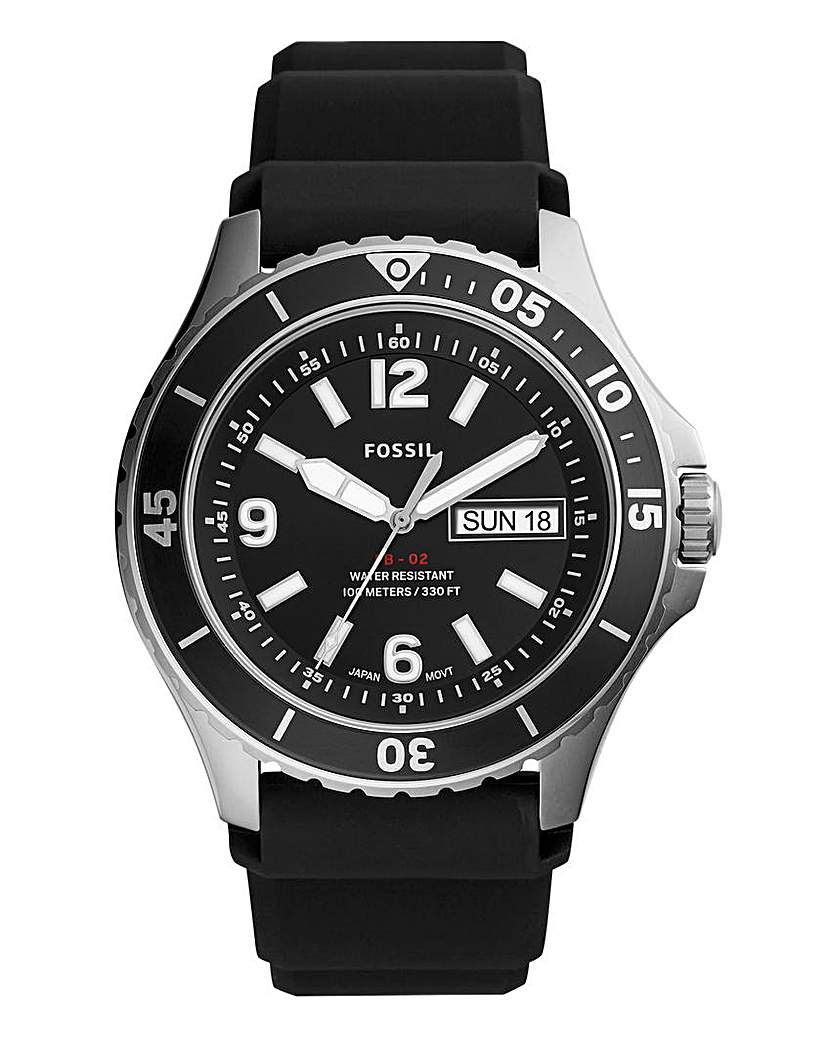 Fossil Mens FB - 02 Black Silicone Watch