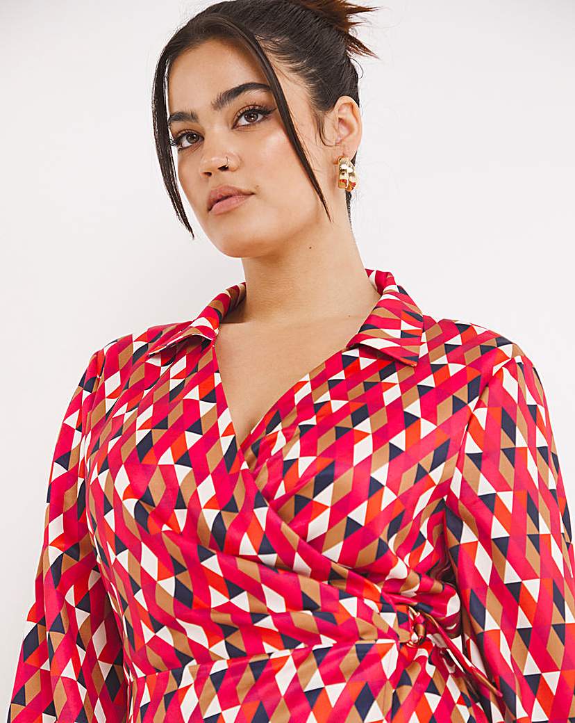 Little Mistress Geometric Wrap Dress