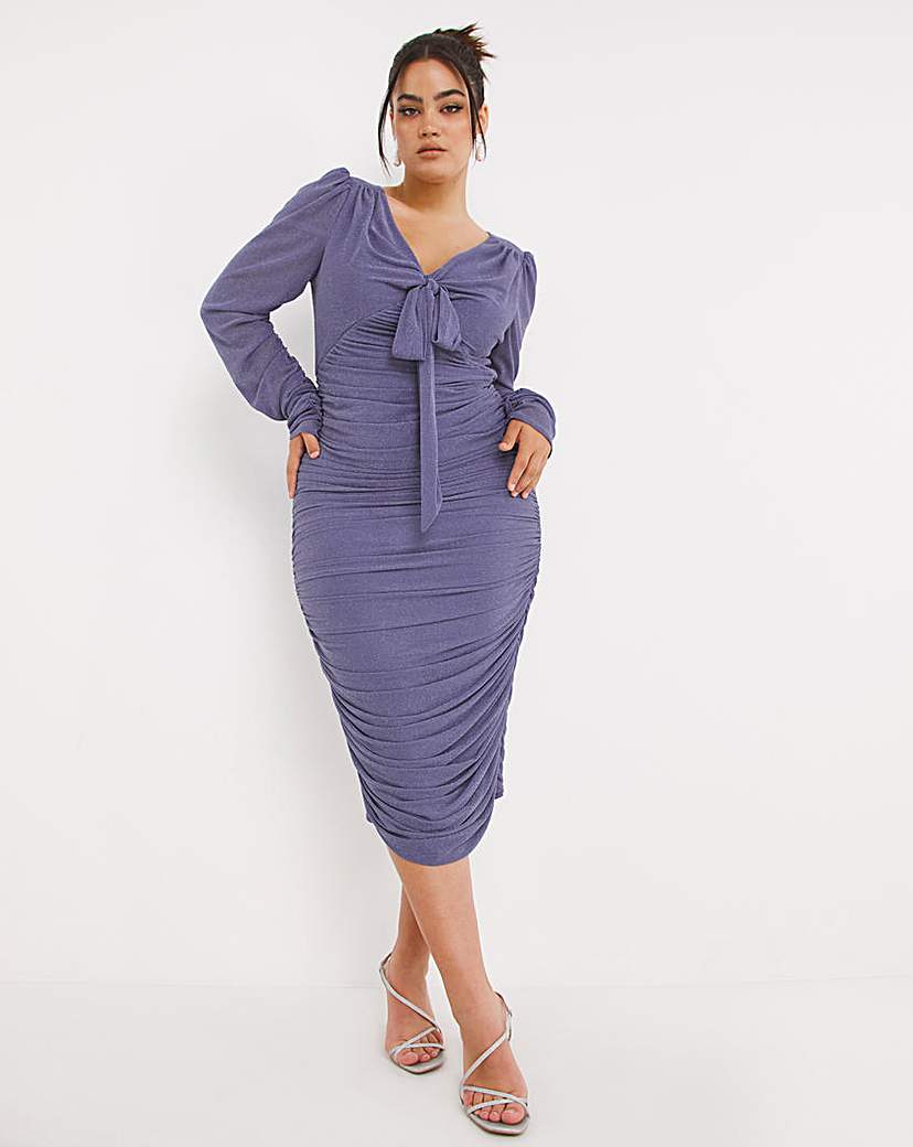 Little Mistress Lavender Tie Front Dress