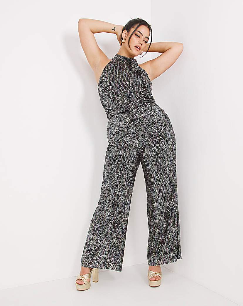 Little Mistress Sequin Wide Leg Jumpsuit