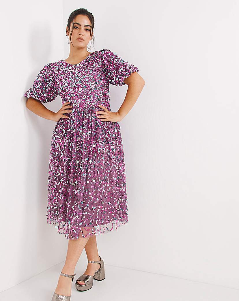 Maya Curve Sequin Midi Dress