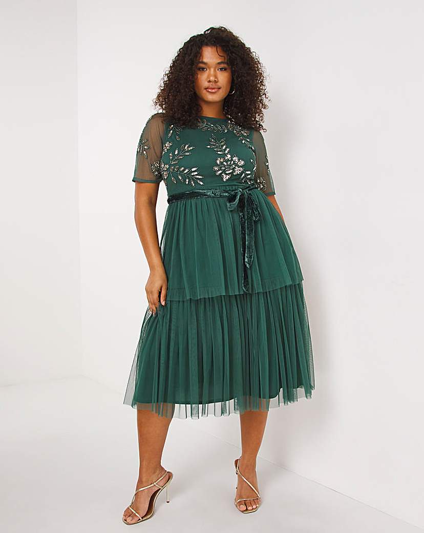 Maya Curve Sequin Midi Dress