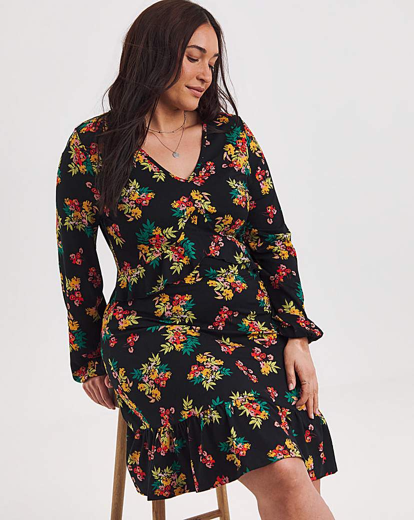 Joe Browns Jersey Floral Ruffle Dress