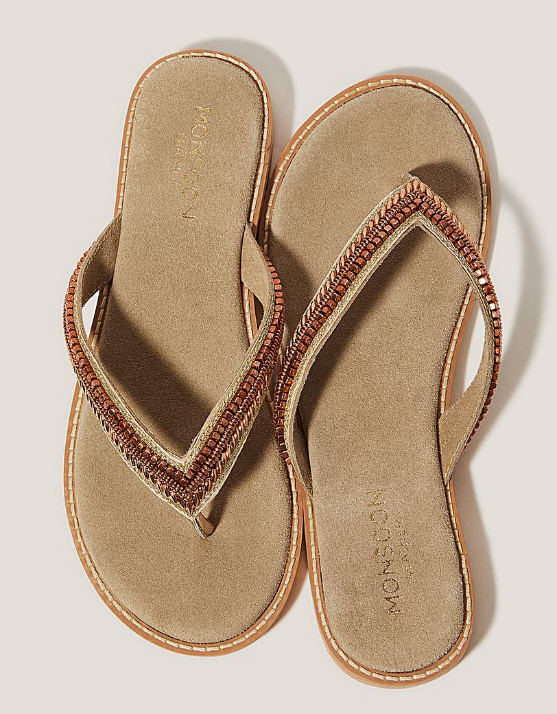 New In - Monsoon Sia Beaded Flip Flop Sandals