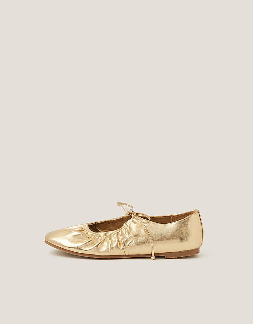 New In - Monsoon Blair Metallic Ballet Flats