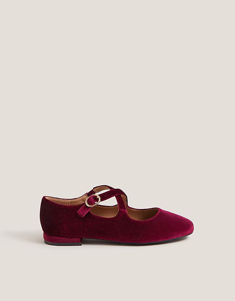 New In - Monsoon Dana Velvet Ballet Flats
