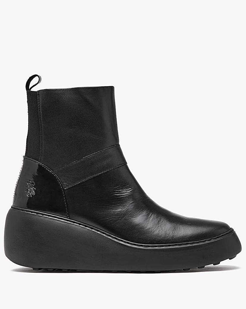 Fly London Doxe Black Wedge Boots