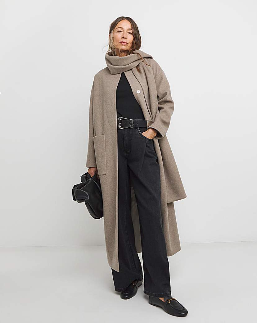 New In - Neutral Longline Scarf Coat