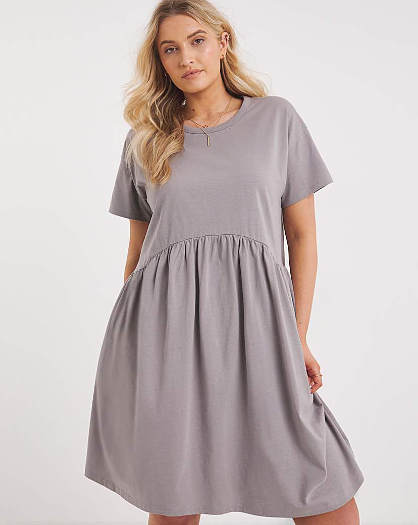 Grey Cotton Jersey Smock Dress