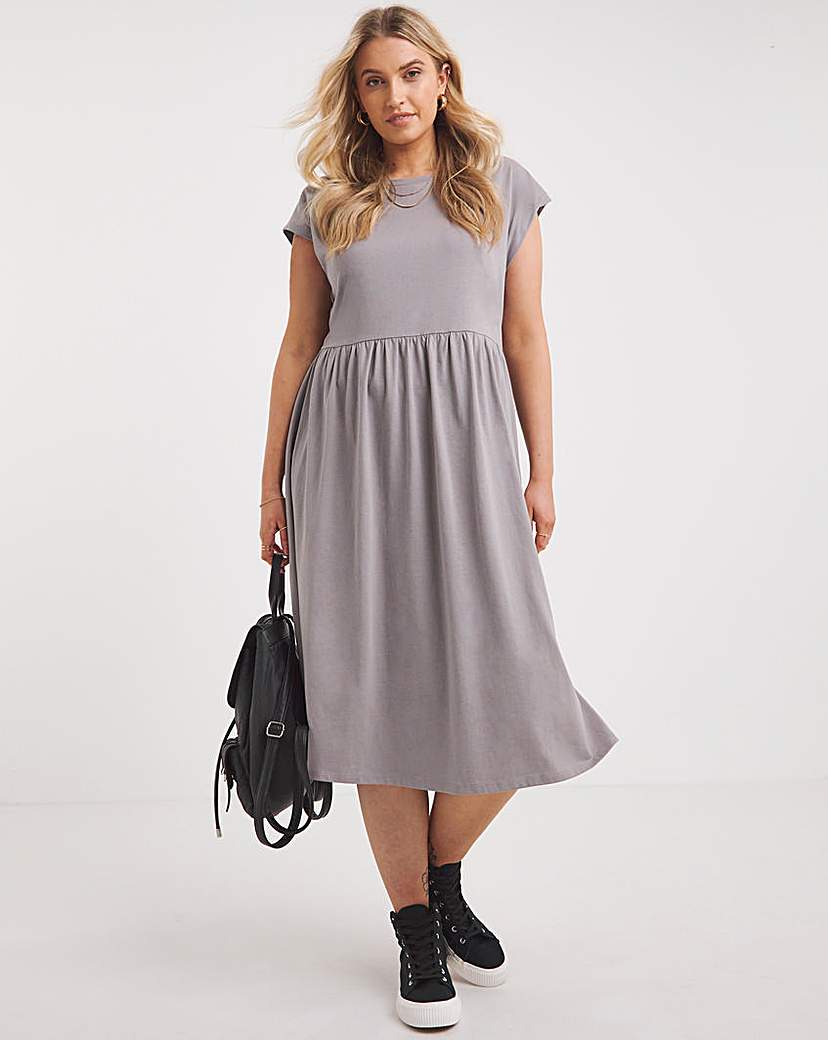 grey cotton jersey midi dress