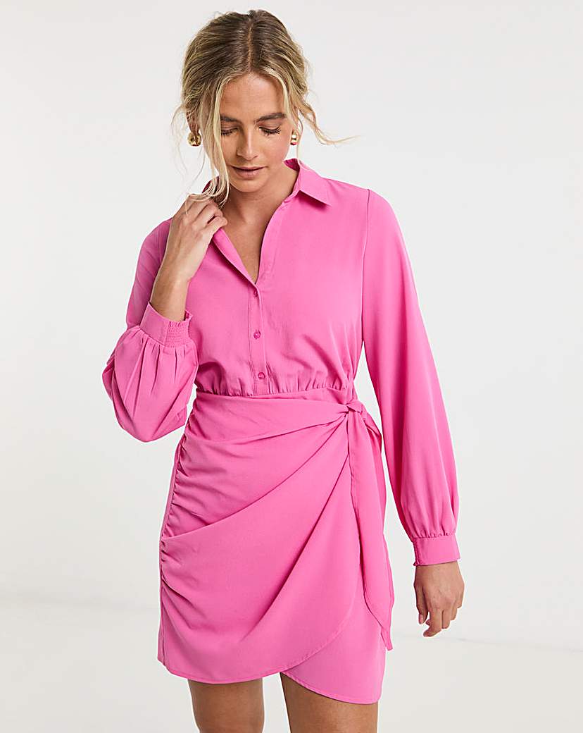 Pink - Women's - Wrap Skirt Shirt Dress - Size 10