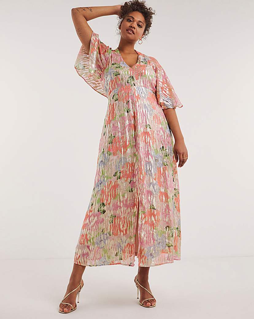Boutique Floral Jacquard Maxi Dress