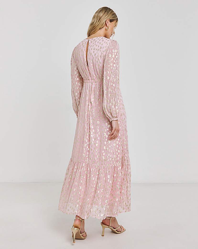 Boutique Jacquard V-Neck Maxi Dress
