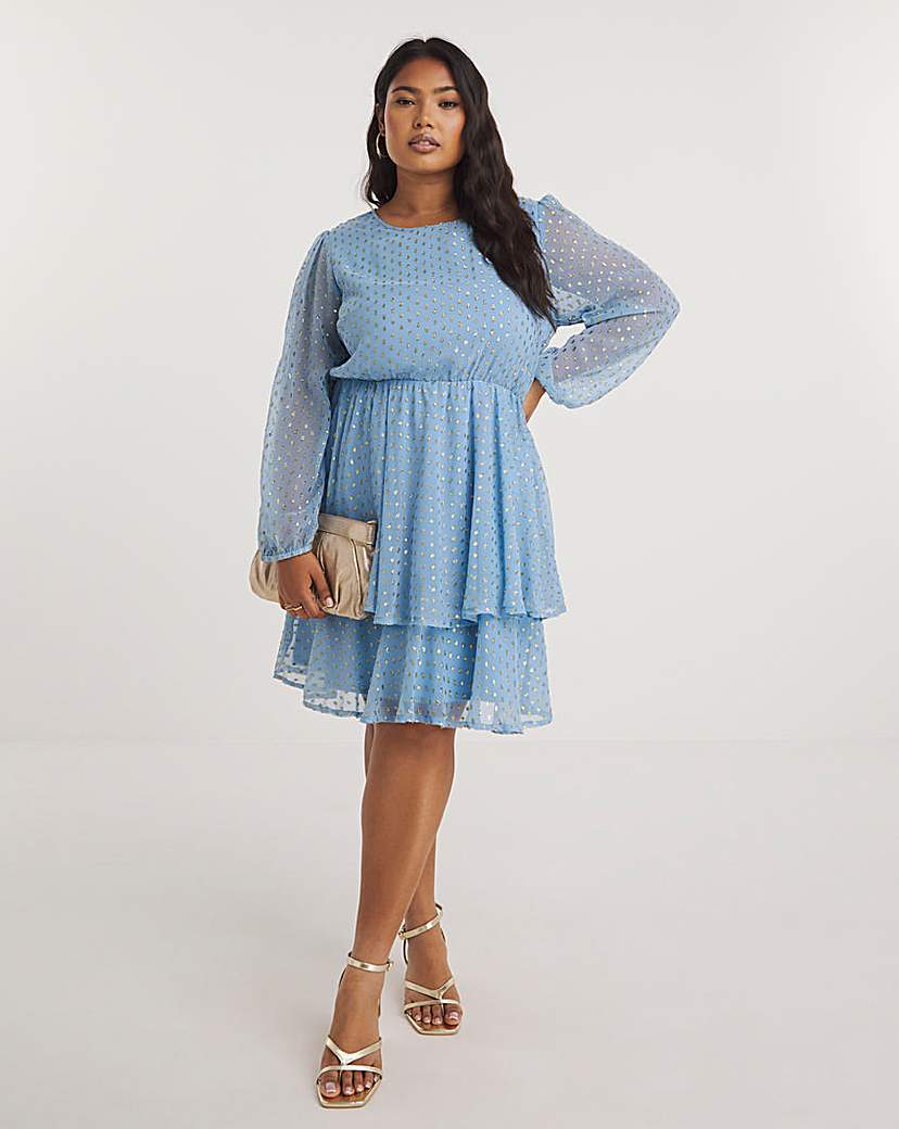 Boutique Jacquard Tiered Skater Dress
