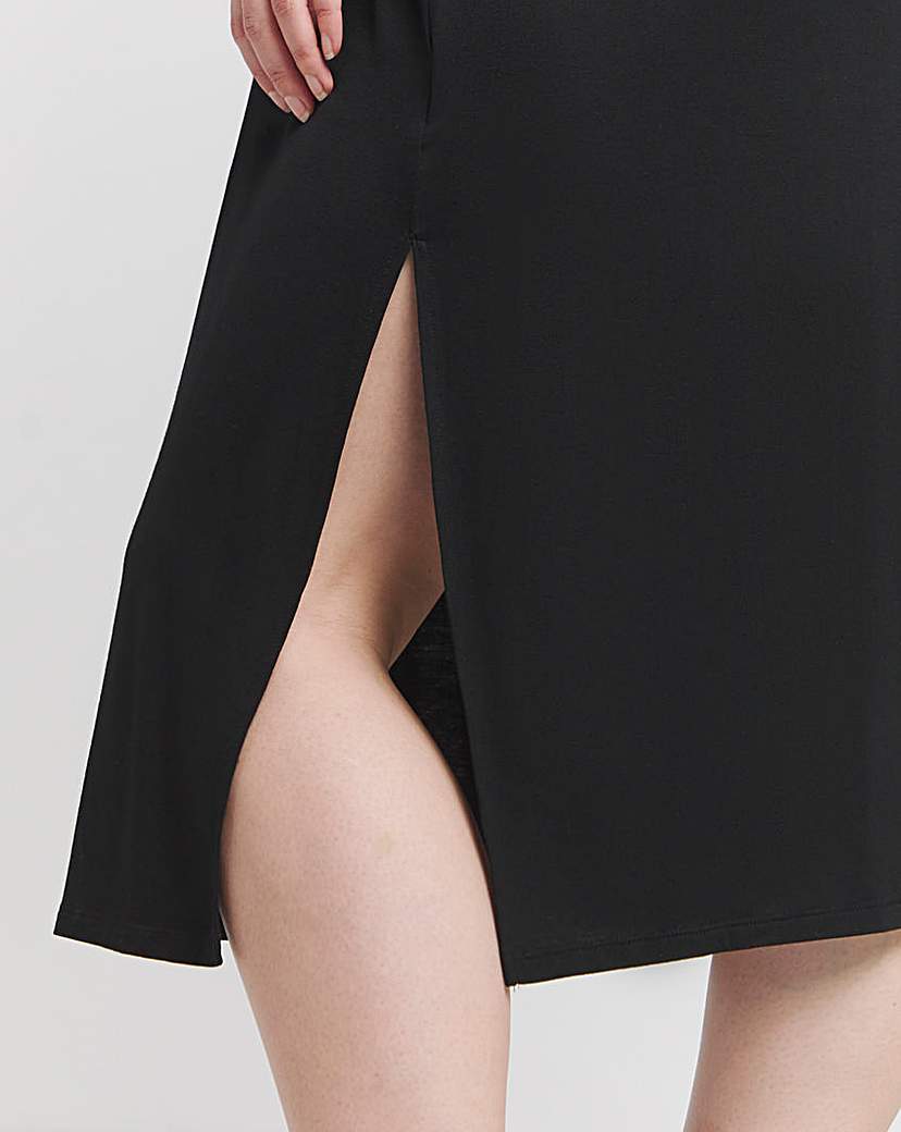 Black Viscose Elastane T-Shirt Dress