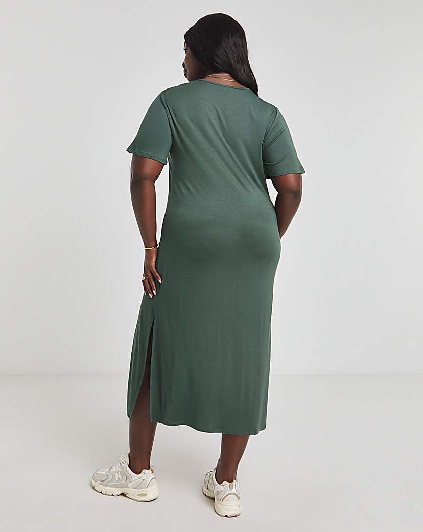 Khaki Midi T-Shirt Dress