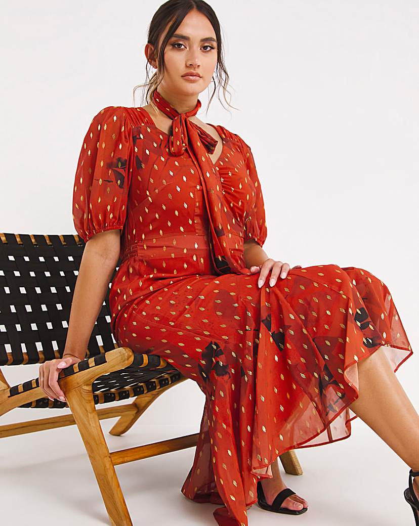 Joanna Hope Metallic Dobby Maxi Dress