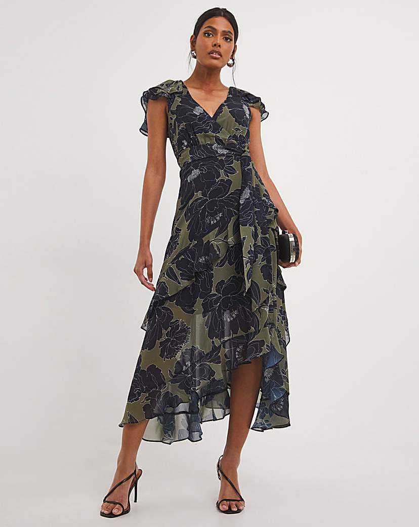 Joanna Hope Chiffon Tiered Midi Dress