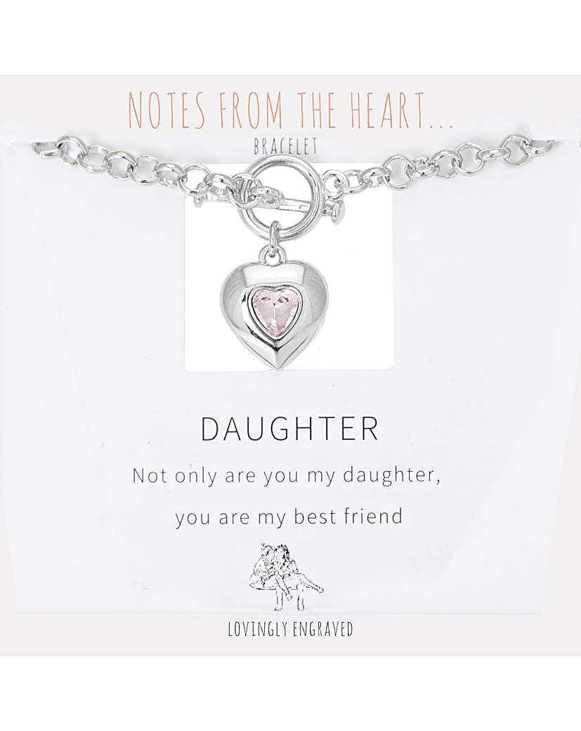 Daughter Heart T Bar Bracelet - Gift For Her