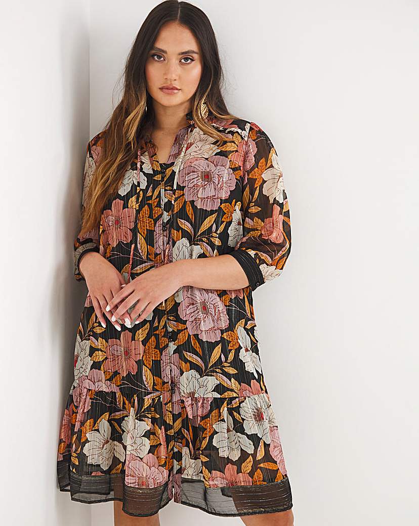 Joanna Hope Button Front Trapeze Dress