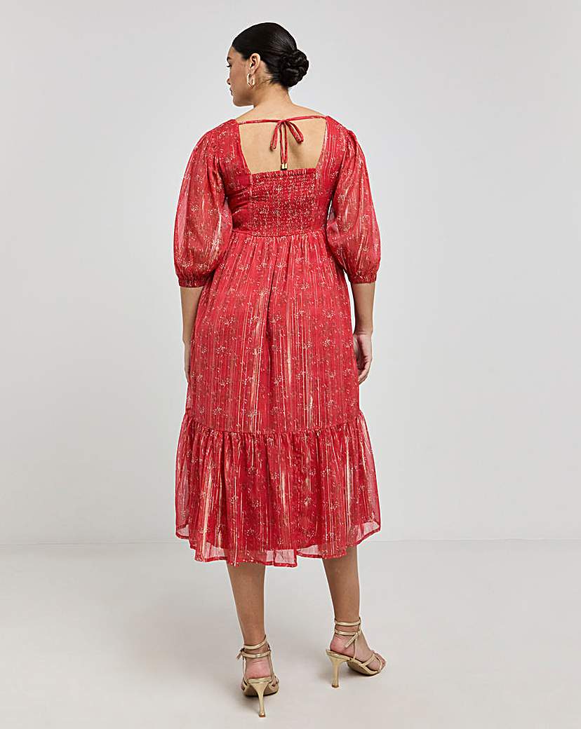 Joanna Hope Foil Print Midi Dress