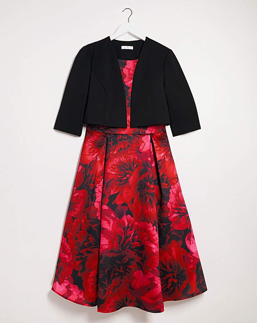 Joanna Hope Red Print Prom Dress & Shrug