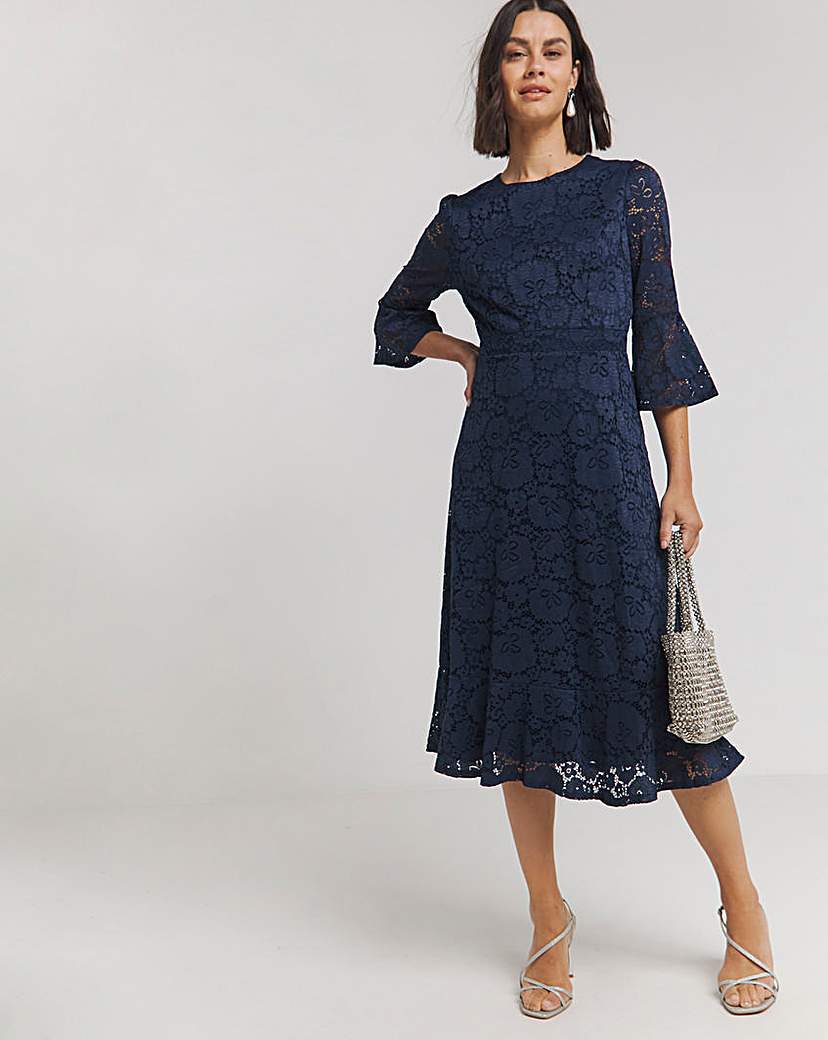 Joanna Hope Navy Lace Midi Dress