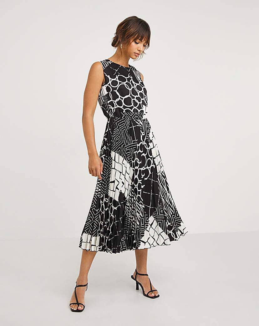 Joanna Hope Pleat Print Midi Dress