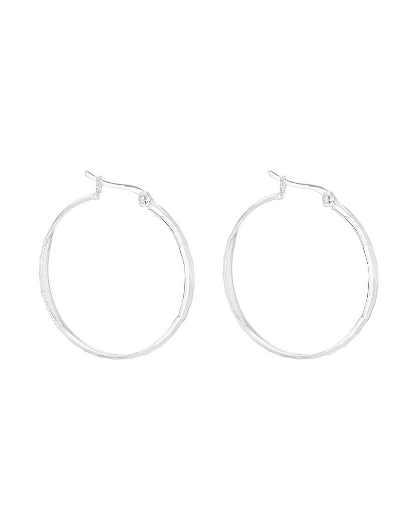 Sterling Silver Dia Cut Hoop Earrings - Gift For Her