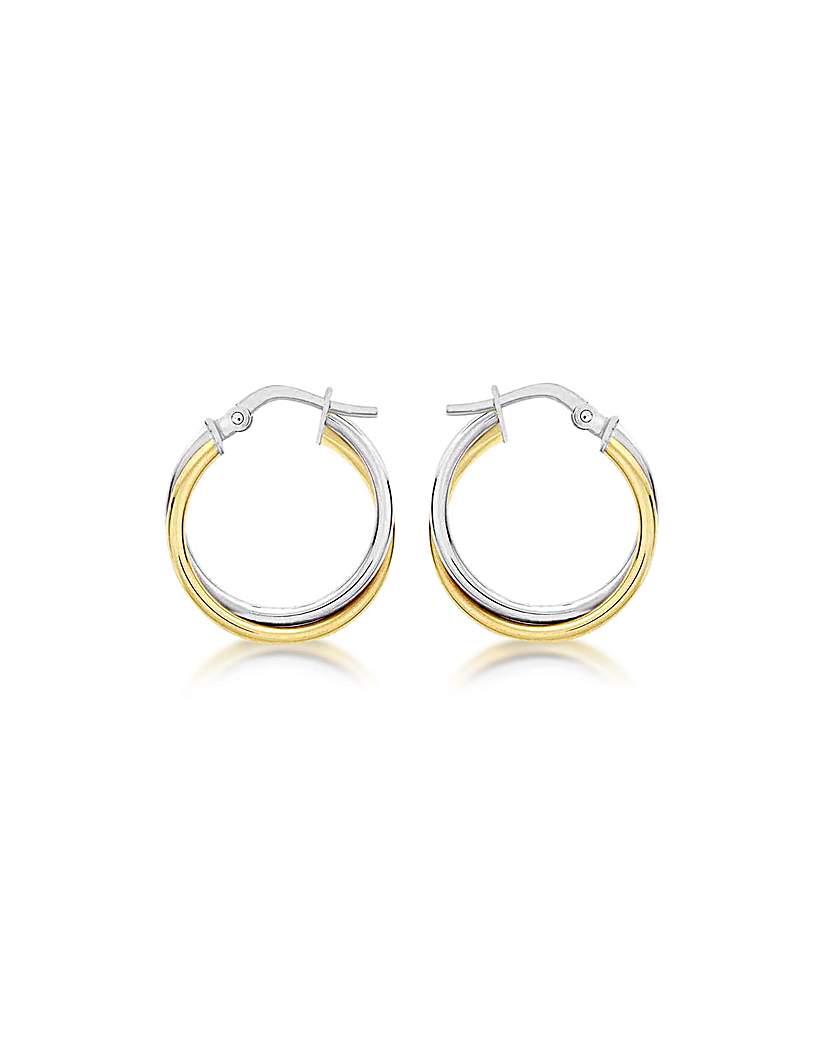 9Ct Gold 2 Tone Tube Crossover Earrings