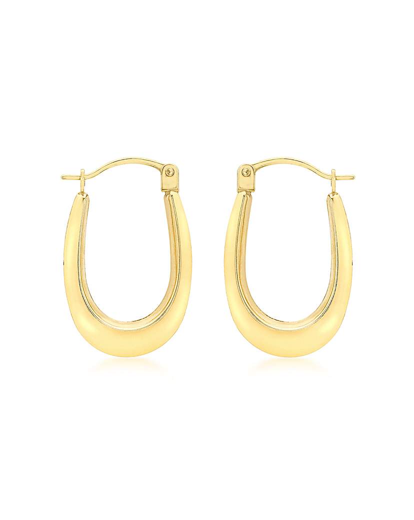 9ct Gold Polished Oval Creole Earrings