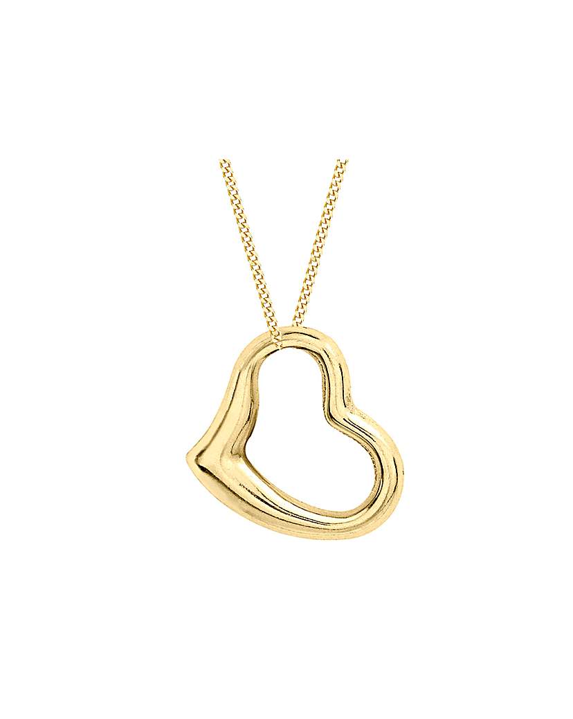 9Ct Gold Medium Floating Heart Necklace