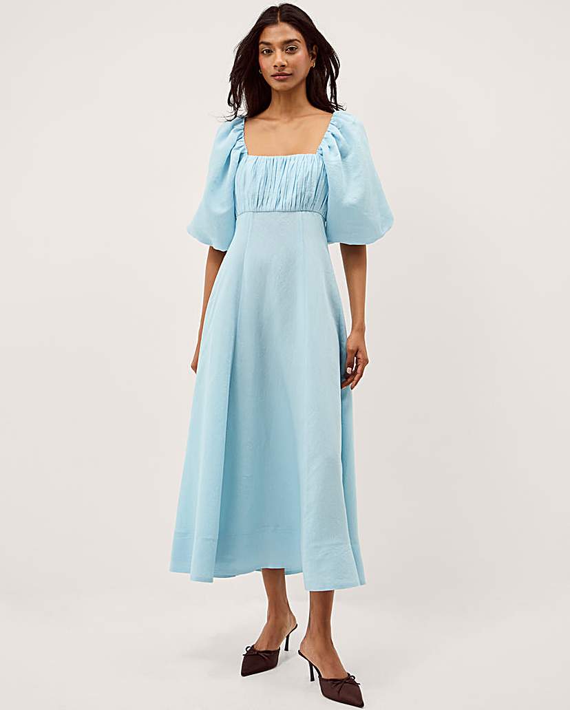 Monsoon Payton Puff Sleeve Midi Dress | JD Williams
