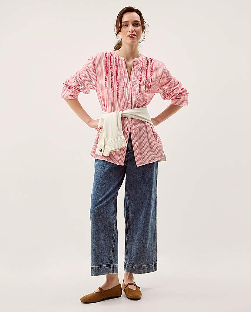 Monsoon Ceres Frill Stripe Shirt RED Monsoon …