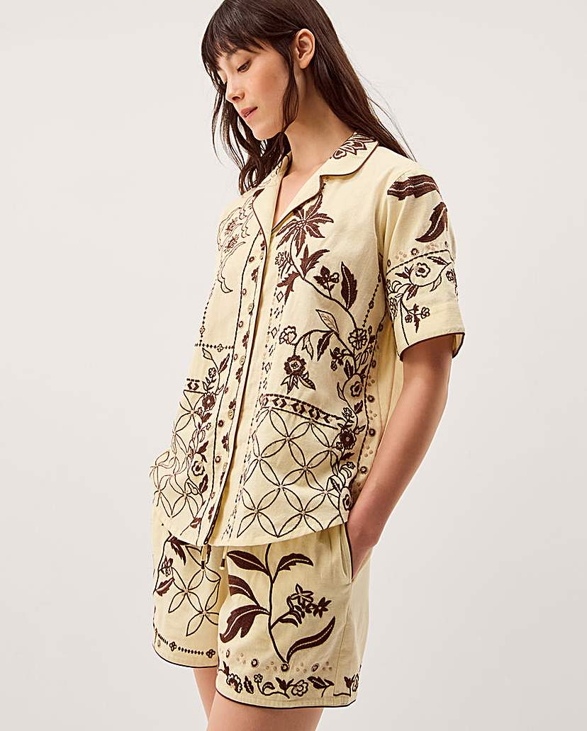 Monsoon Carly Tropical Embroidered Shirt Ivory Monsoon …