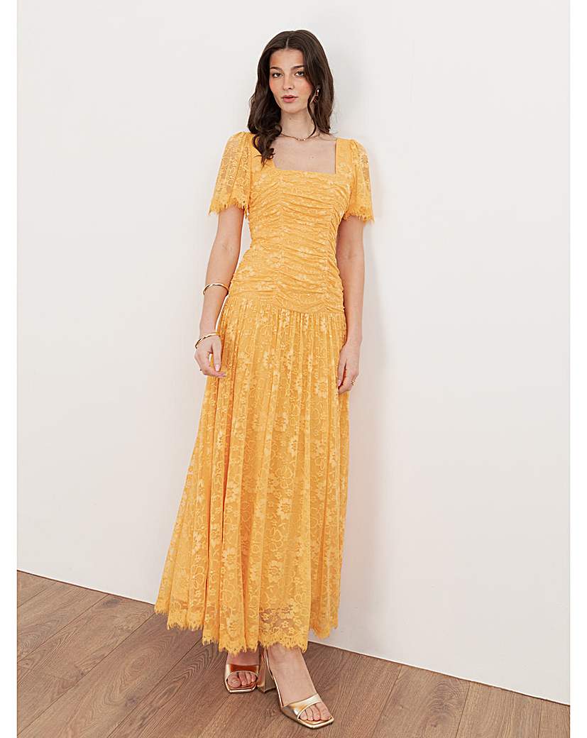 Maya Deluxe Ruched Lace Midaxi Dress