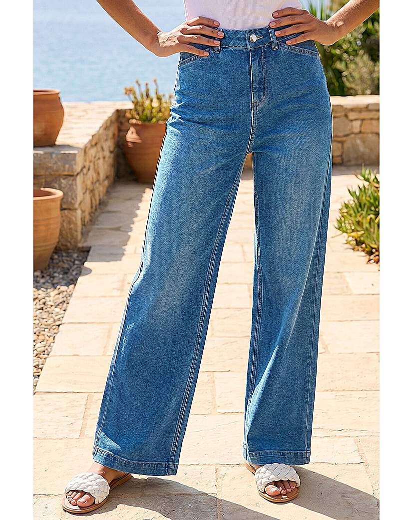 Roman Originals Women's Light Roman Wide Leg Stretch Denim Jeans - Image 5