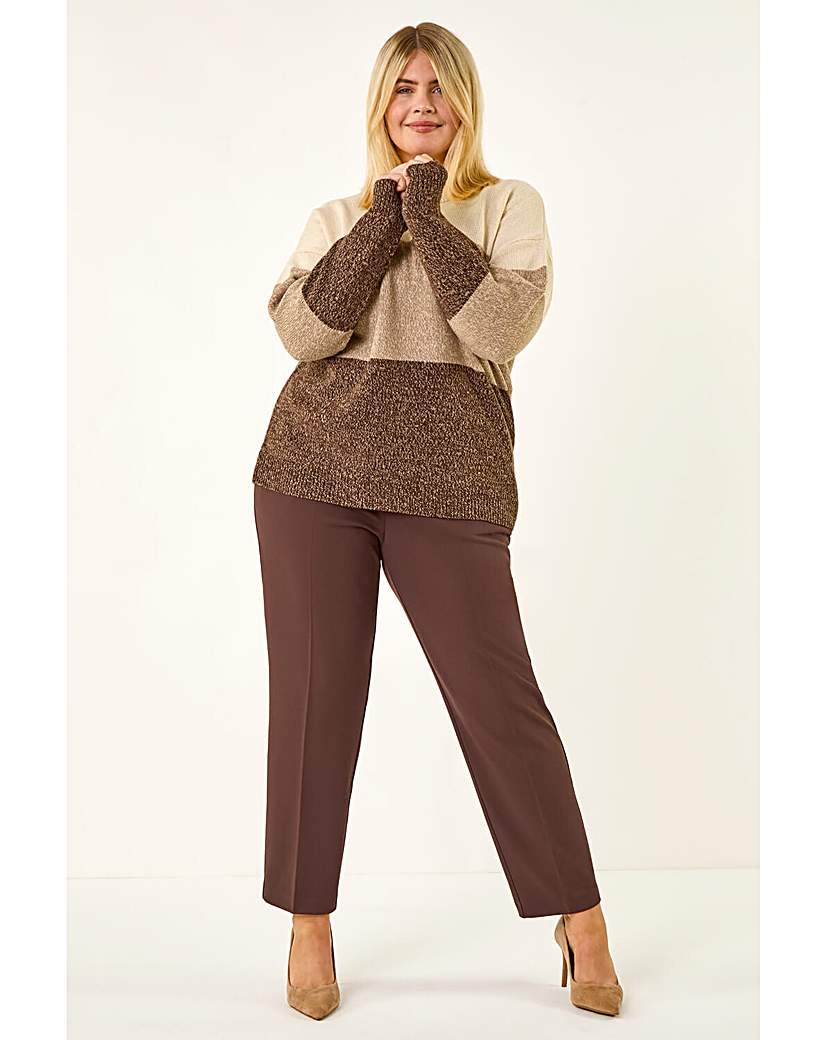 Roman Curve Dark Brown Straight Leg Trouser 26/28