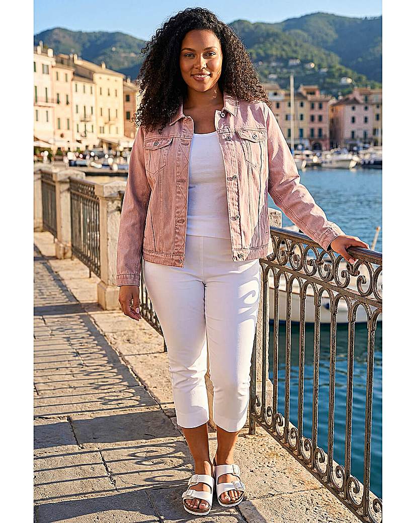 Roman Curve Mid Wash Denim Jacket - Rose - Image 3