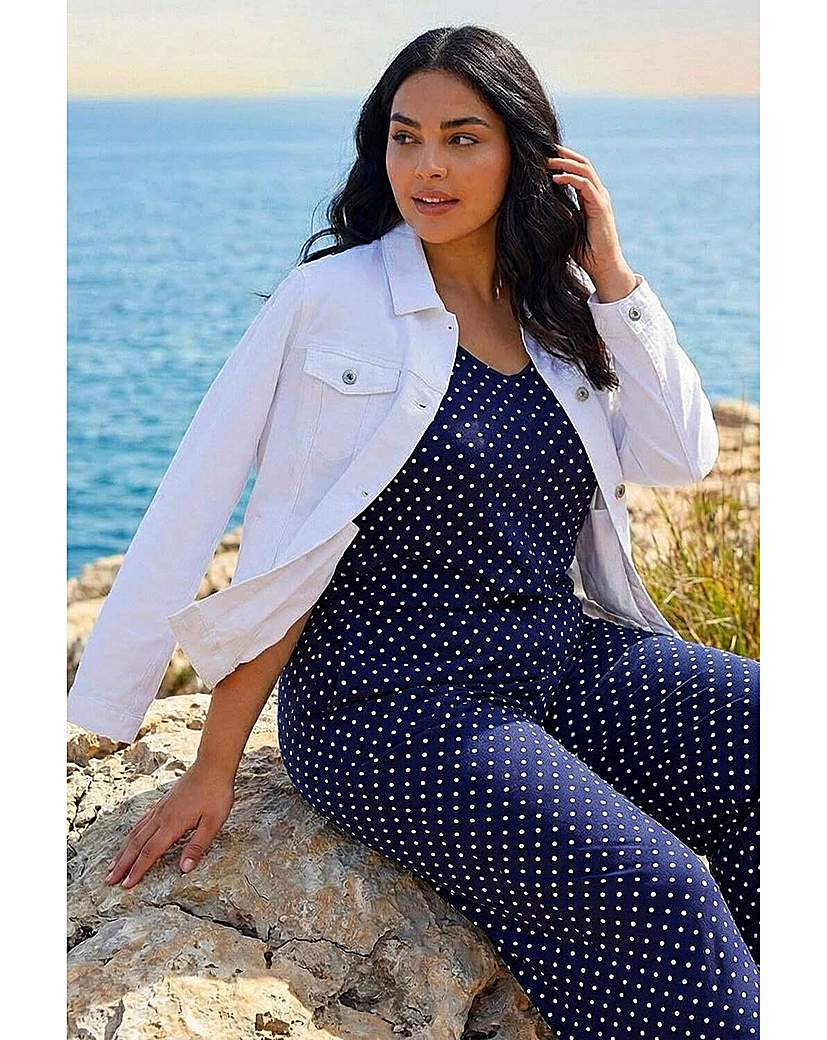 Roman Women's White Curve Cotton Denim Jacket In | Size: 18 - Image 3